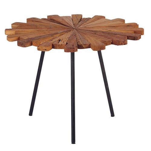 Table basse en bois pieds metal de style exotique