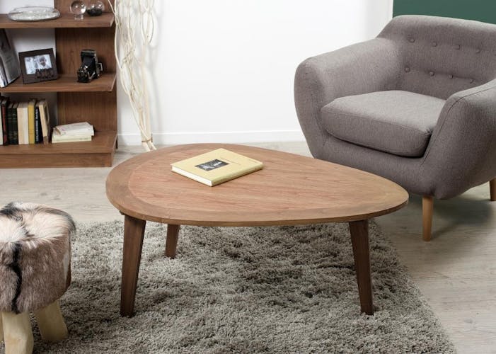 Table basse ovale en bois de style scandinave