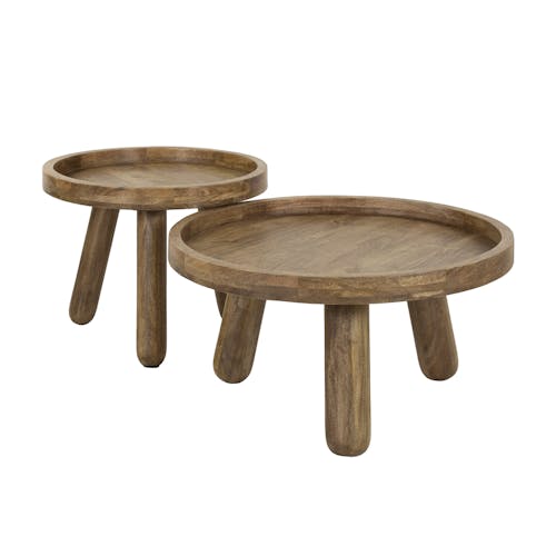 Table basse gigogne à bords hauts en bois de manguier (lot de 2) CREEK