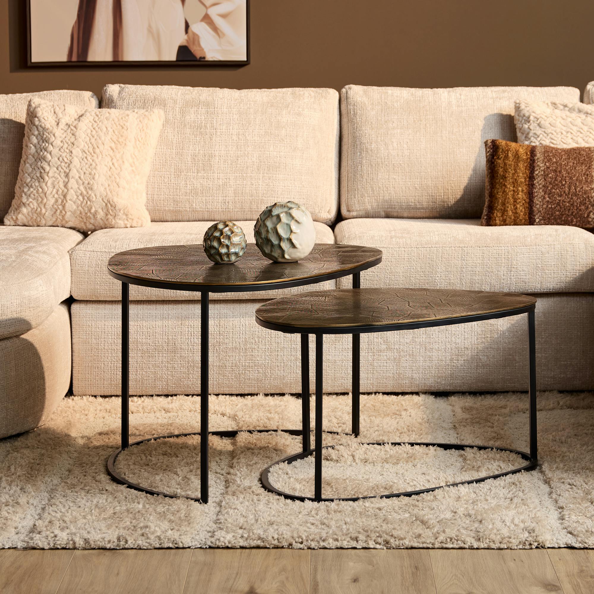 Table basse gigogne design galet organique (lot de 2) KANO