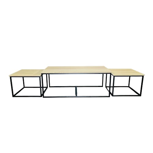 Table basse gigogne en bois de chêne blanc (lot de 3) COLOGNE