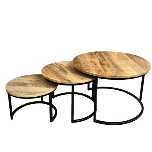 Table basse gigogne en bois de manguier (3 pièces)
