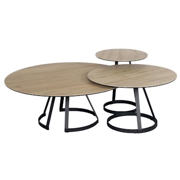 Table basse gigogne en céramique effet bois clair (lot de 3 pièces) LOMBARDIE