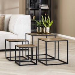 Table basse gigogne en métal finition bronze ancien (lot de 4) RALF