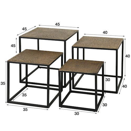 Table basse gigogne en métal finition bronze ancien (lot de 4) RALF