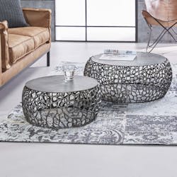 Tables rondes gigognes en metal gris de style contemporain