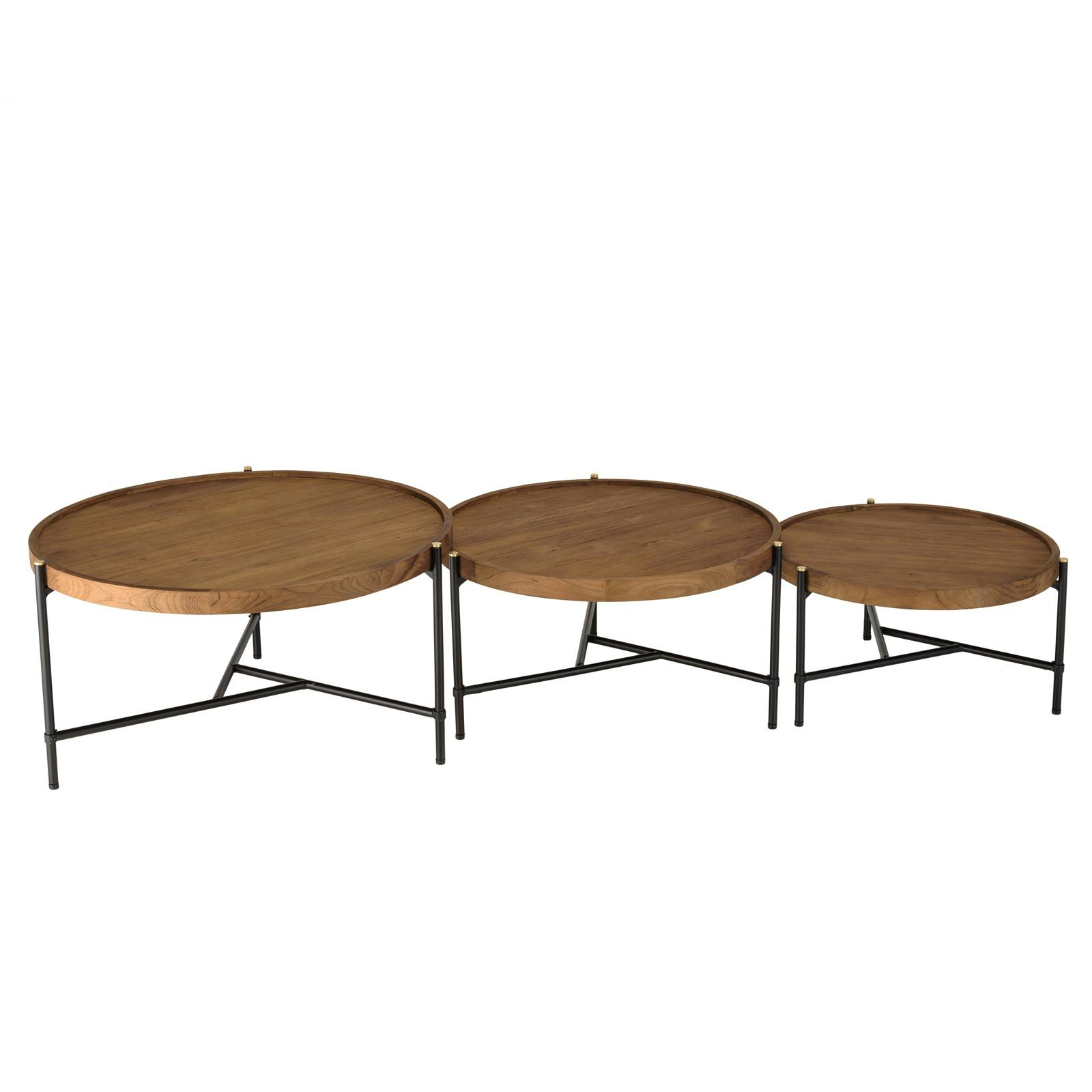 Table basse Gigogne Ronde Zénith en Métal Vieux rose (Lot de 3