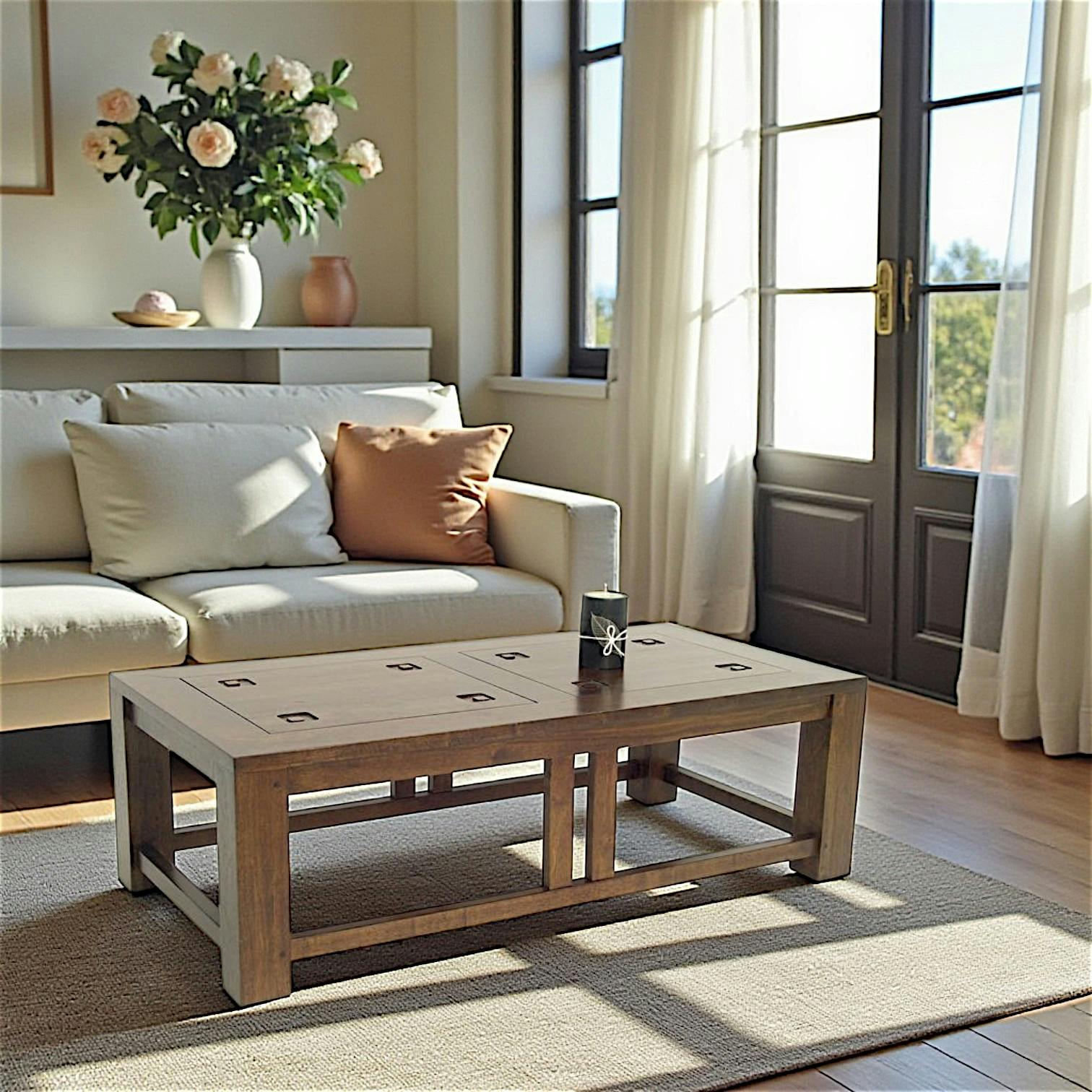 Table basse hévéa 120x60cm TESSA