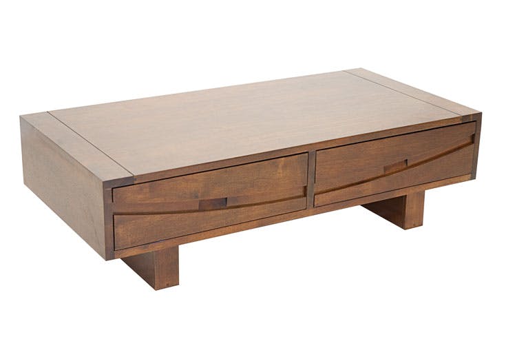 Table basse Hévéa 2 tiroirs 120x60x35cm NIAGARA