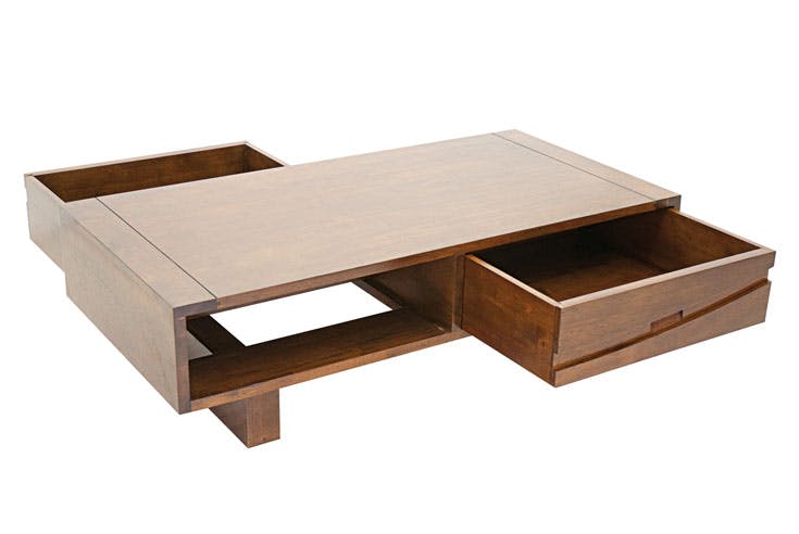 Table basse Hévéa 2 tiroirs 120x60x35cm NIAGARA