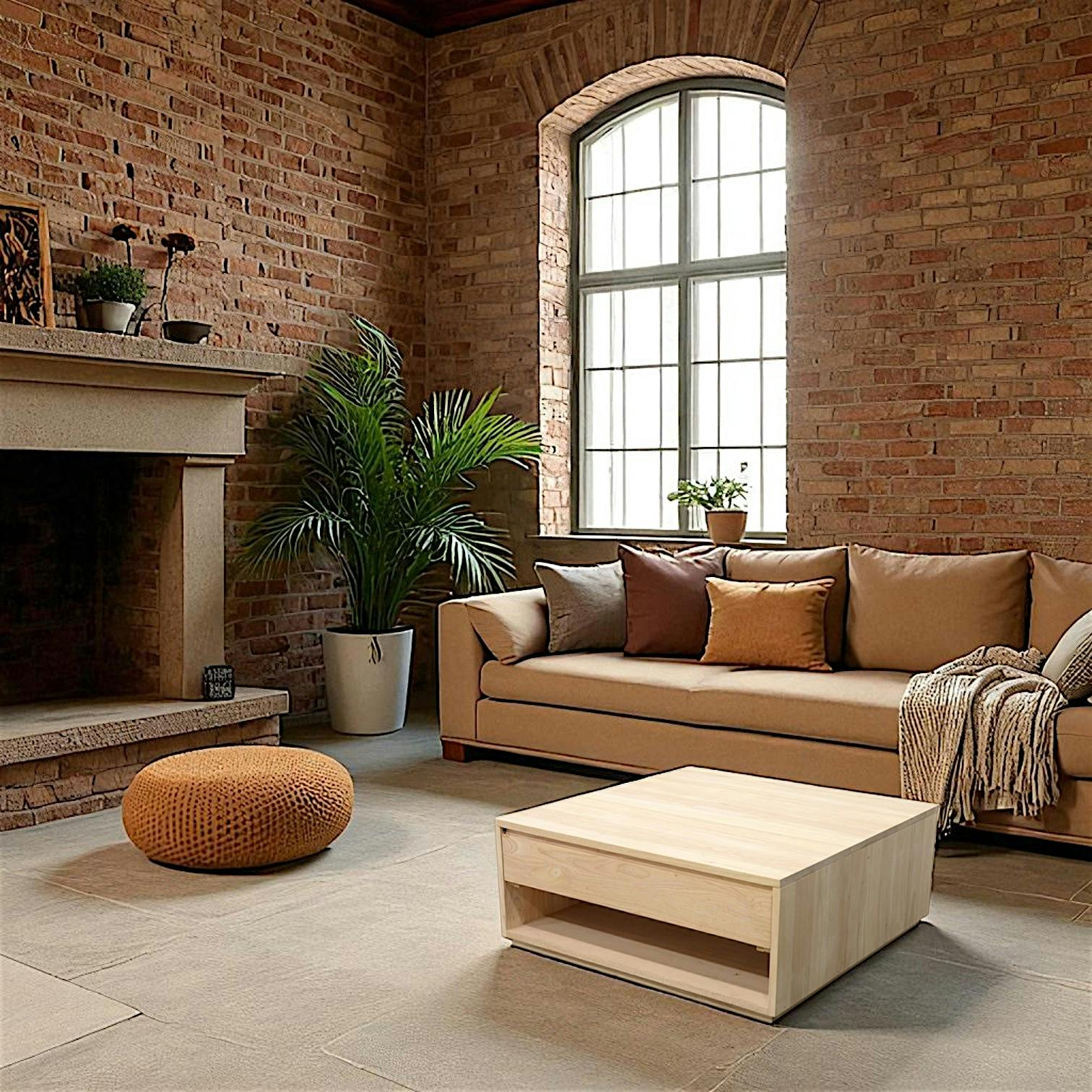 Table basse Hévéa 2 tiroirs 90x90x40cm BALTIC