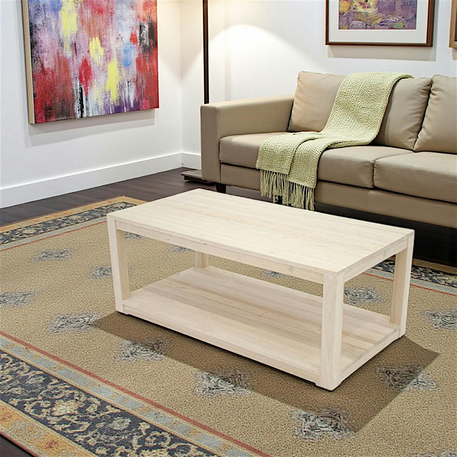 Table basse hévéa double plateau 100x50cm GALA