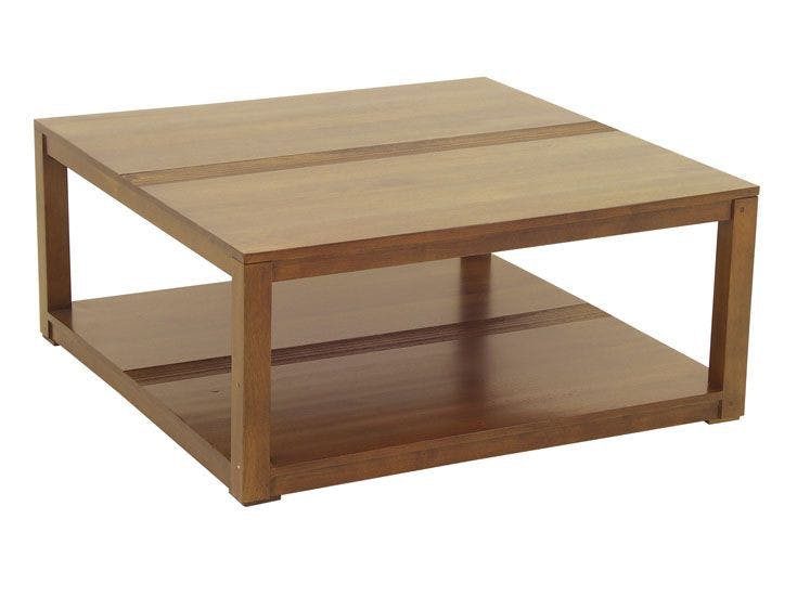 Table basse hévéa double plateau 90x90cm GALA