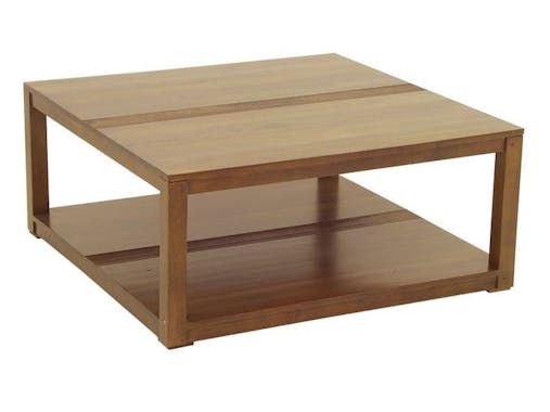 Table basse hévéa double plateau 90x90cm GALA