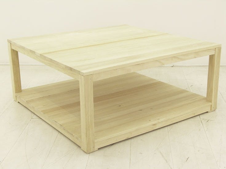 Table basse hévéa double plateau 90x90cm GALA