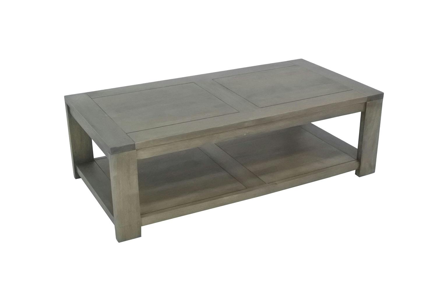 Table basse Hévéa double plateaux 120x60x38cm OLGA