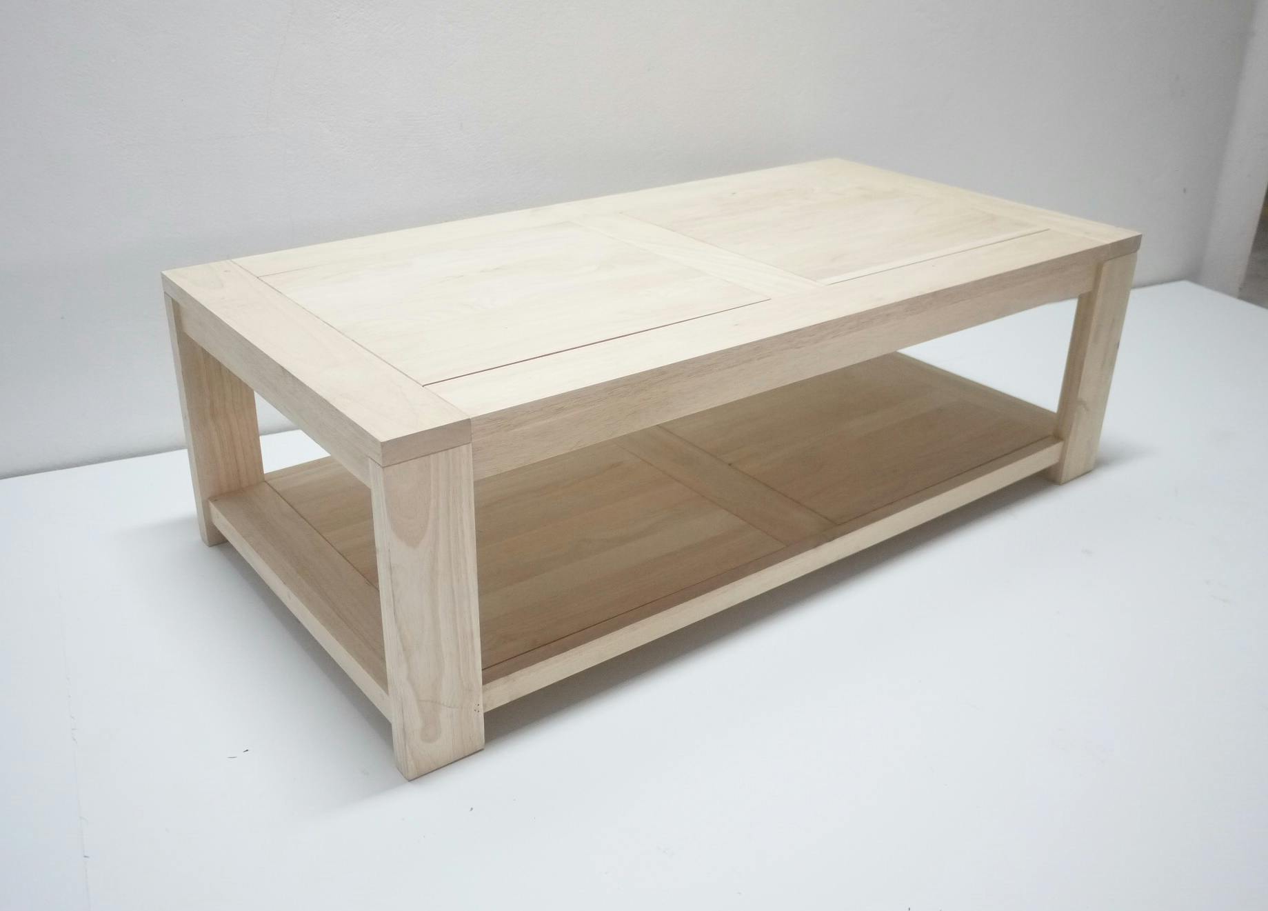 Table basse Hévéa double plateaux 120x60x38cm OLGA