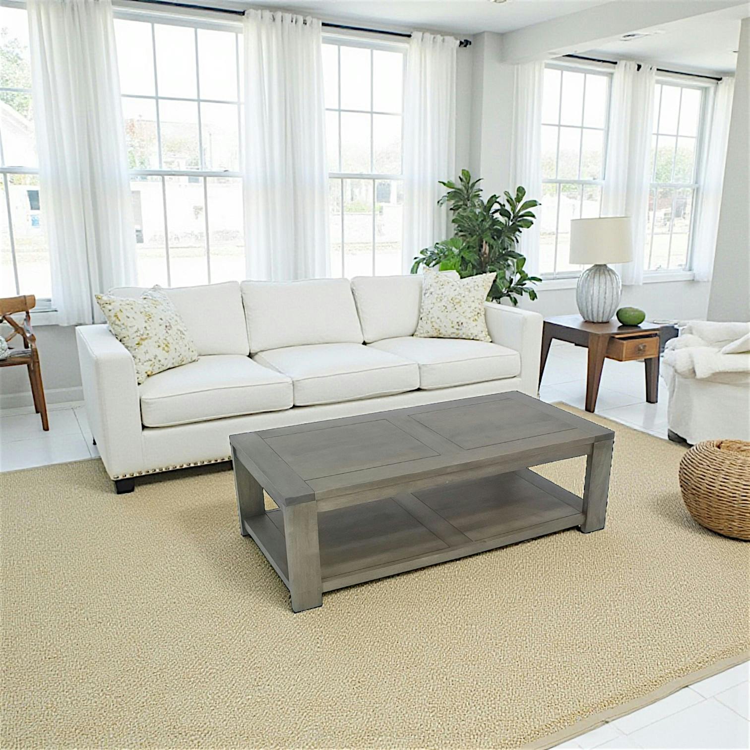 Table basse Hévéa double plateaux 120x60x38cm OLGA