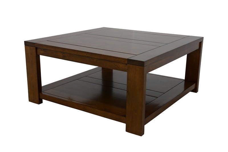 Table basse Hévéa double plateaux 80x80x38cm OLGA