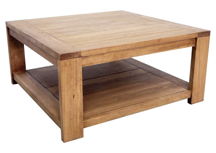 Table basse Hévéa double plateaux 80x80x38cm OLGA