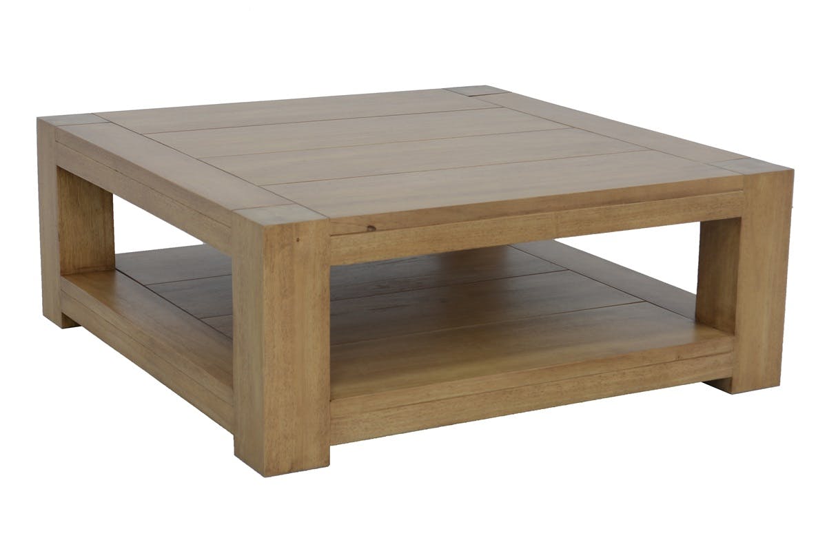 Table basse Hévéa double plateaux 90x90x35cm ATTAN