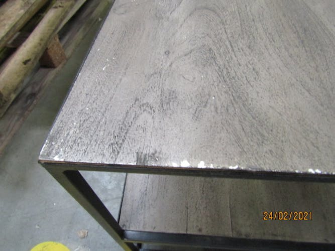 Table basse industrielle bois grisé OBAN