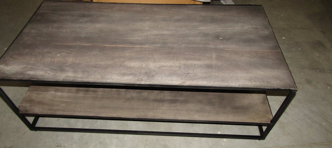 Table basse industrielle bois grisé OBAN
