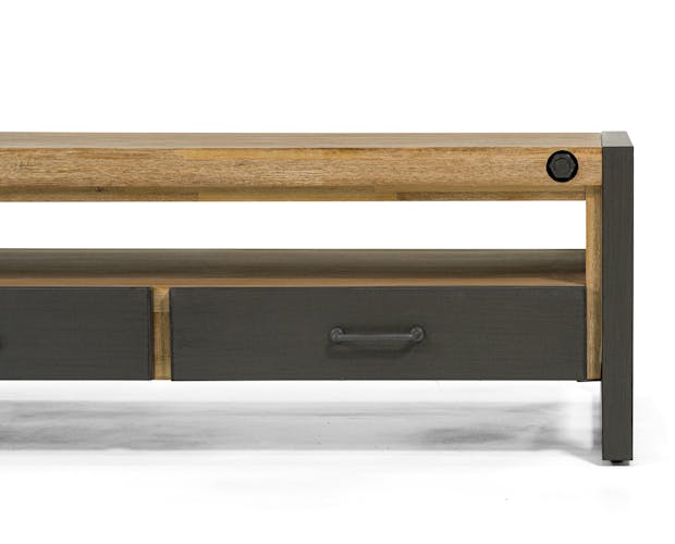 Table basse rectangulaire en bois et metal de style industriel
