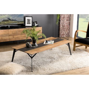  Table basse rectangulaire en bois et metal de style contemporain