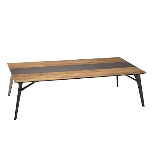 Table basse rectangulaire en bois et metal de style contemporain