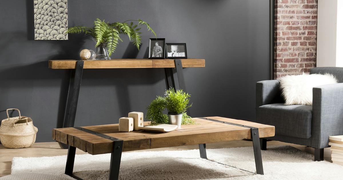 Table basse industrielle bois recyclé SWING | Tables basses | Pier Import