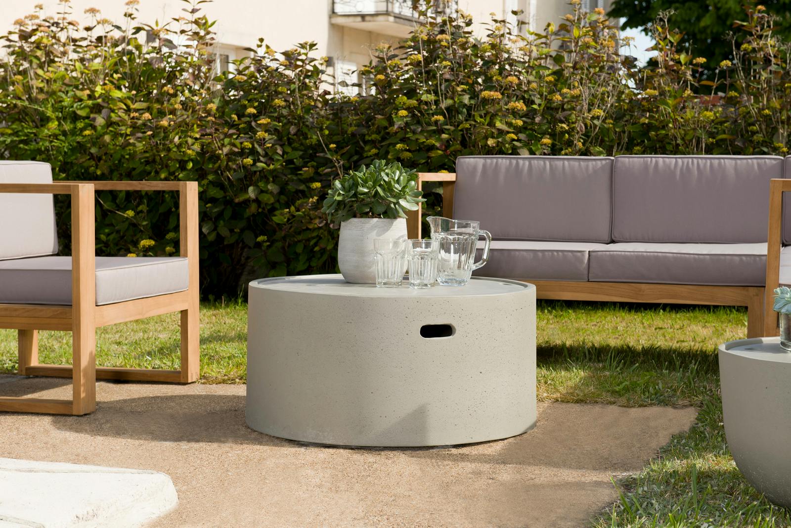 Table basse jardin béton forme ronde HERCULE