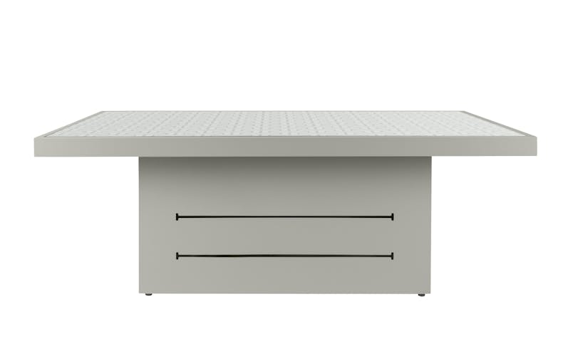 Table basse jardin en aluminium gris avec pied central et motifs graphiques LANZAROTE