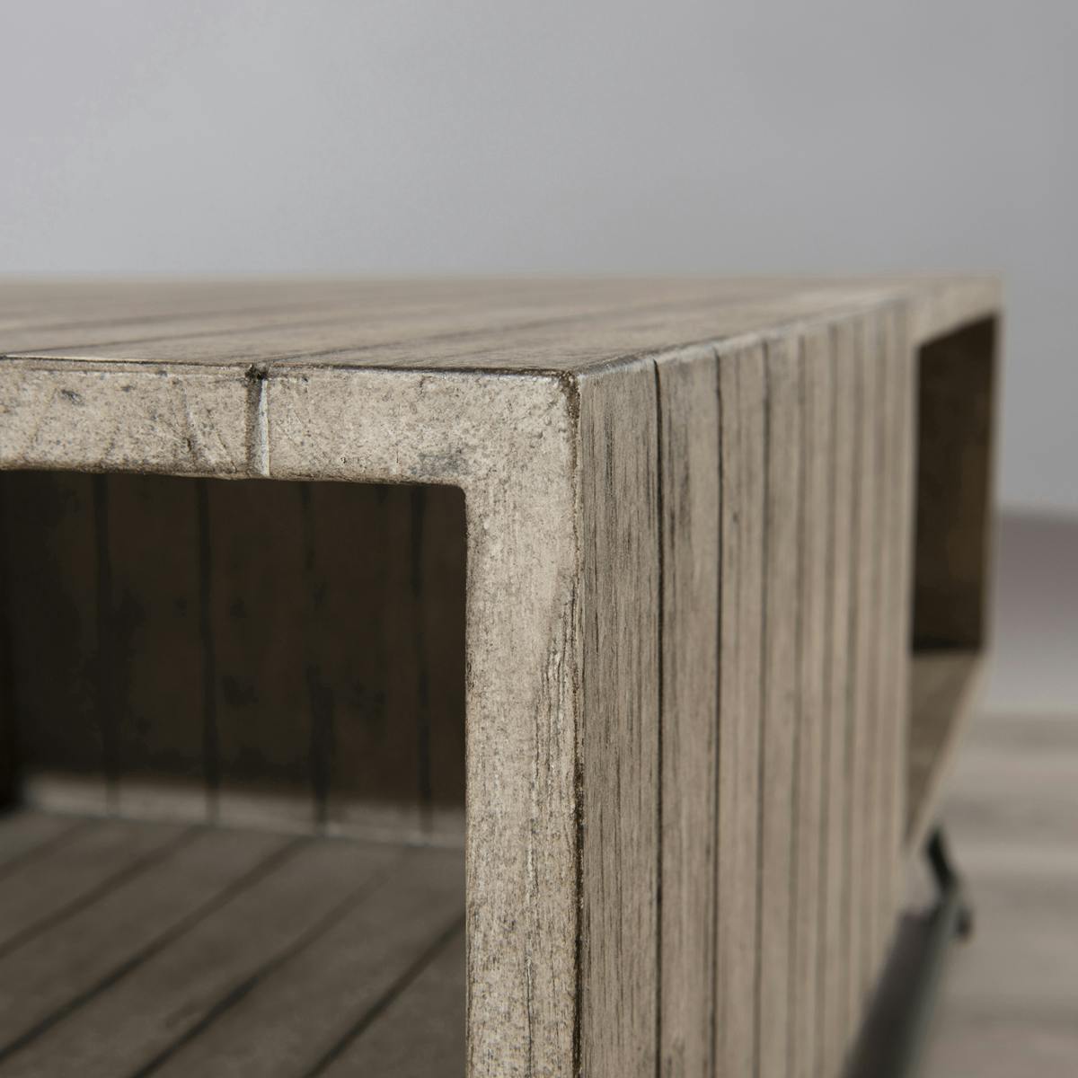 Table Basse Jardin Teck Massif 90x50x45 Cm | Design Moderne Avec Rangement, Pour Terrasse