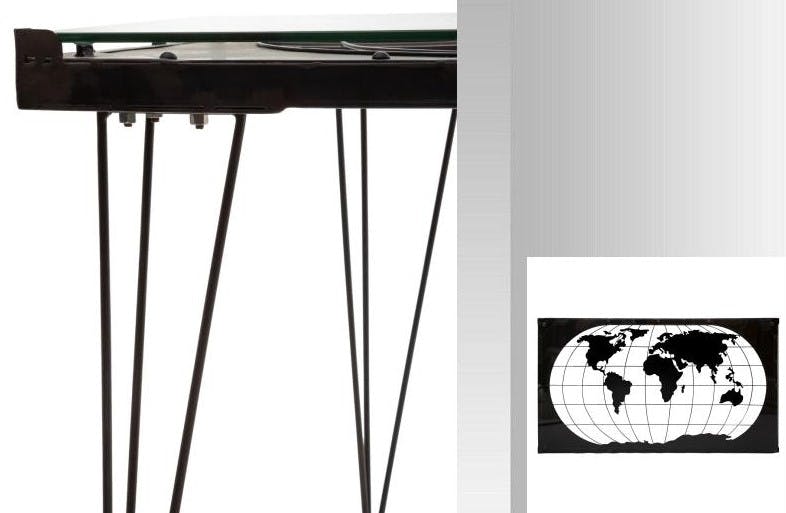 Table basse Mappemonde plateau verre