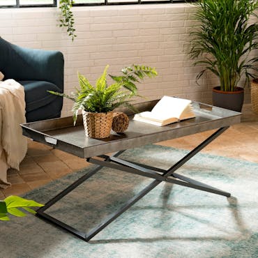  Table basse rectangulaure en metal vieilli de style industriel
