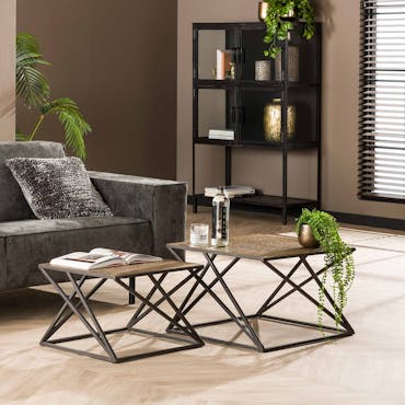  Table basse moderne dorée (lot de 2) NOVA