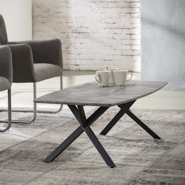  Table basse ovale effet beton pieds metal de style contemporain