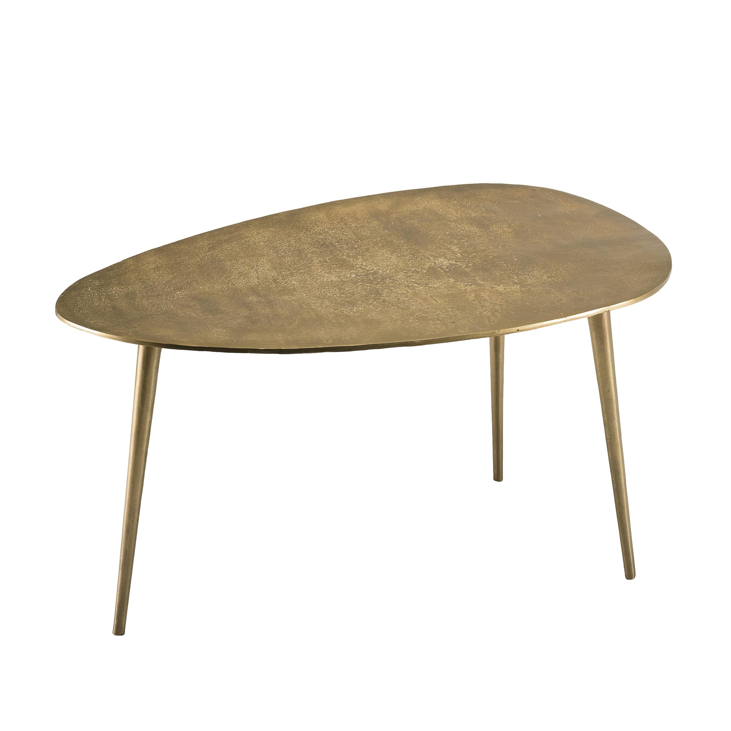 Table basse moderne forme goutte dorée ZALA