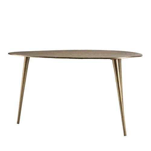 Table basse ovale en metal dore de style contemporain