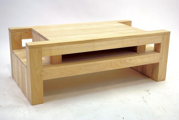 Table basse moderne hévéa 110x40cm MAORI