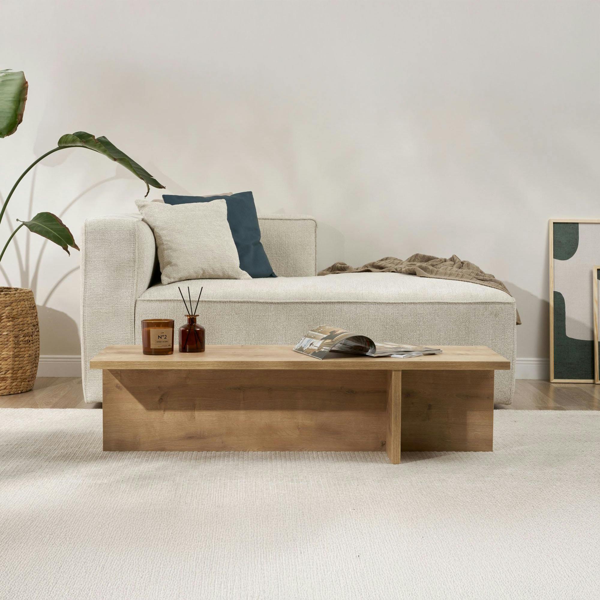 Table basse moderne minimaliste - effet bois de chêne MARFA