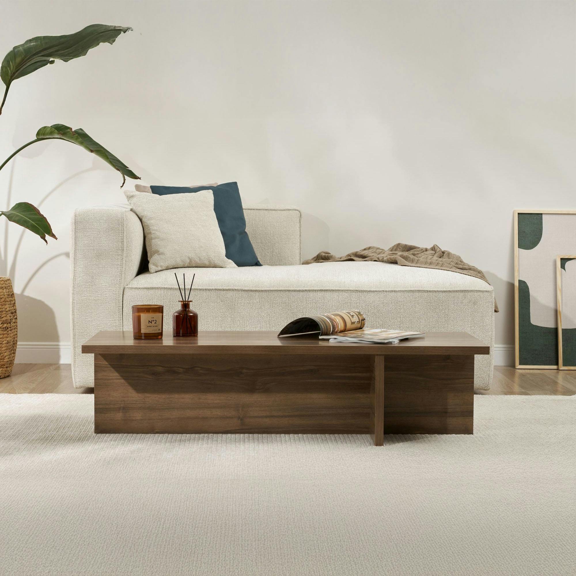 Table basse moderne minimaliste - effet bois de noyer MARFA