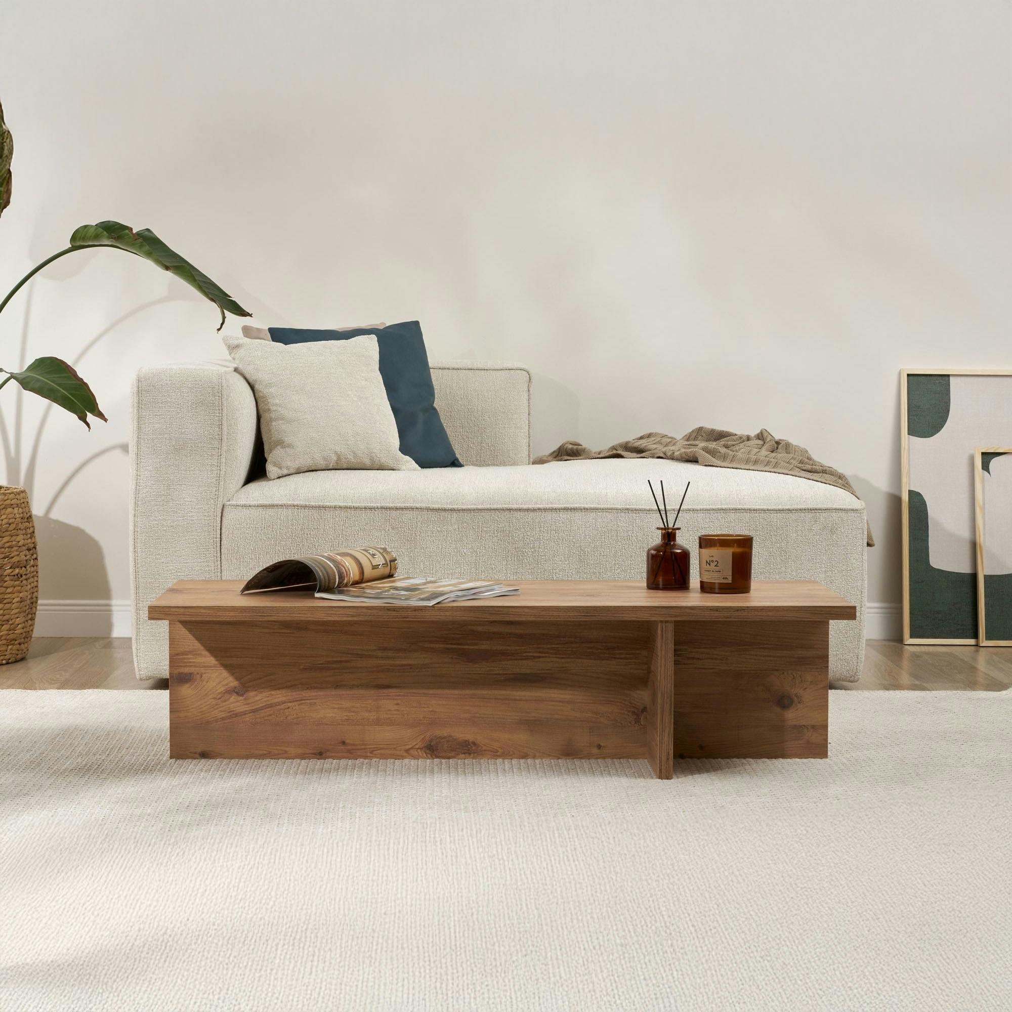 Table basse moderne minimaliste - effet bois de pin MARFA