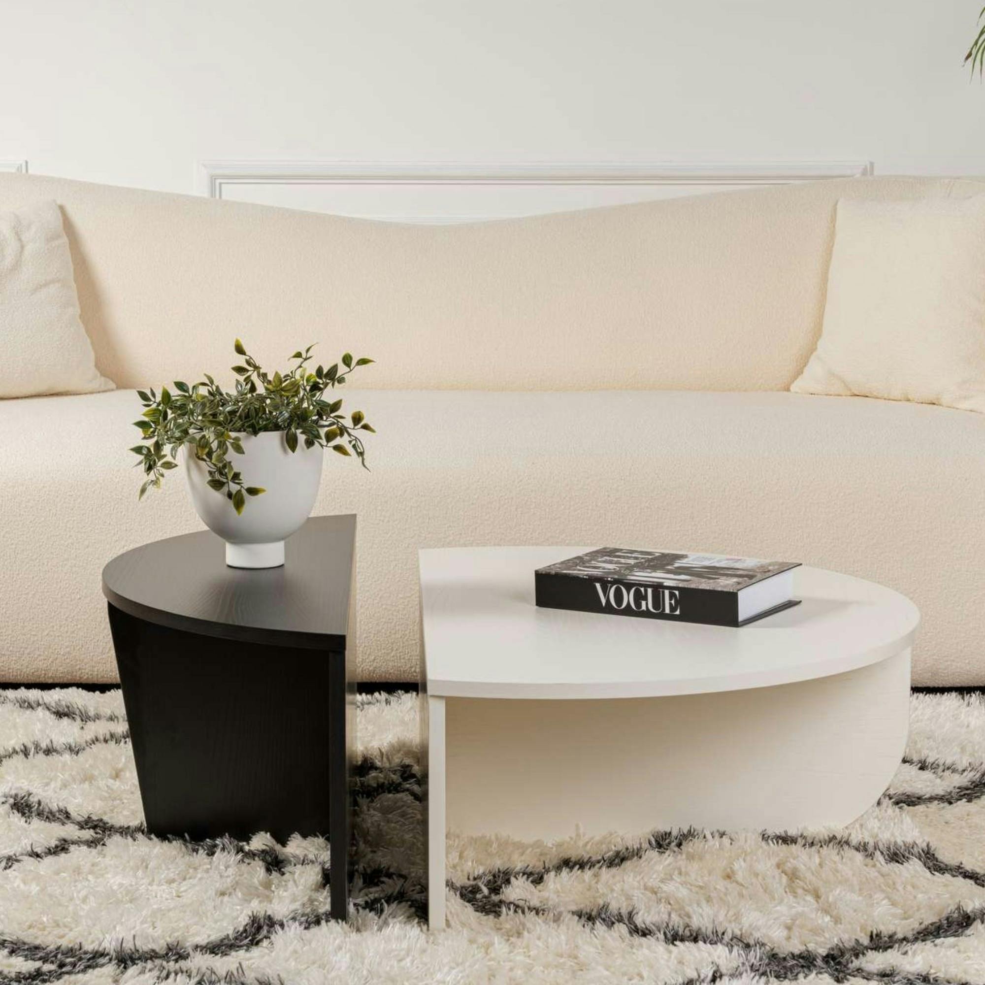 Table basse moderne noire & blanche - 2 hauteurs MARFA