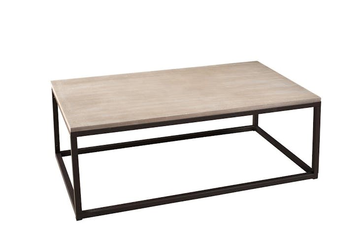 Table basse restangulaire en bois et metal de style contemporain