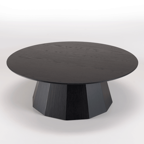 Table basse moderne ronde bois - métal noir  CORUMBA