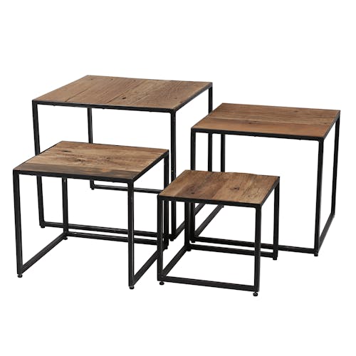 Table basse modulable carrée bois de récupération WELLINGTON (4 pièces)