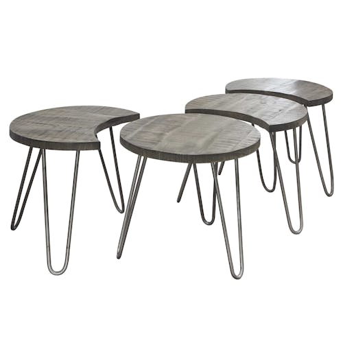 Table basse modulable ronde couleur grise (4 pièces) LUCKNOW
