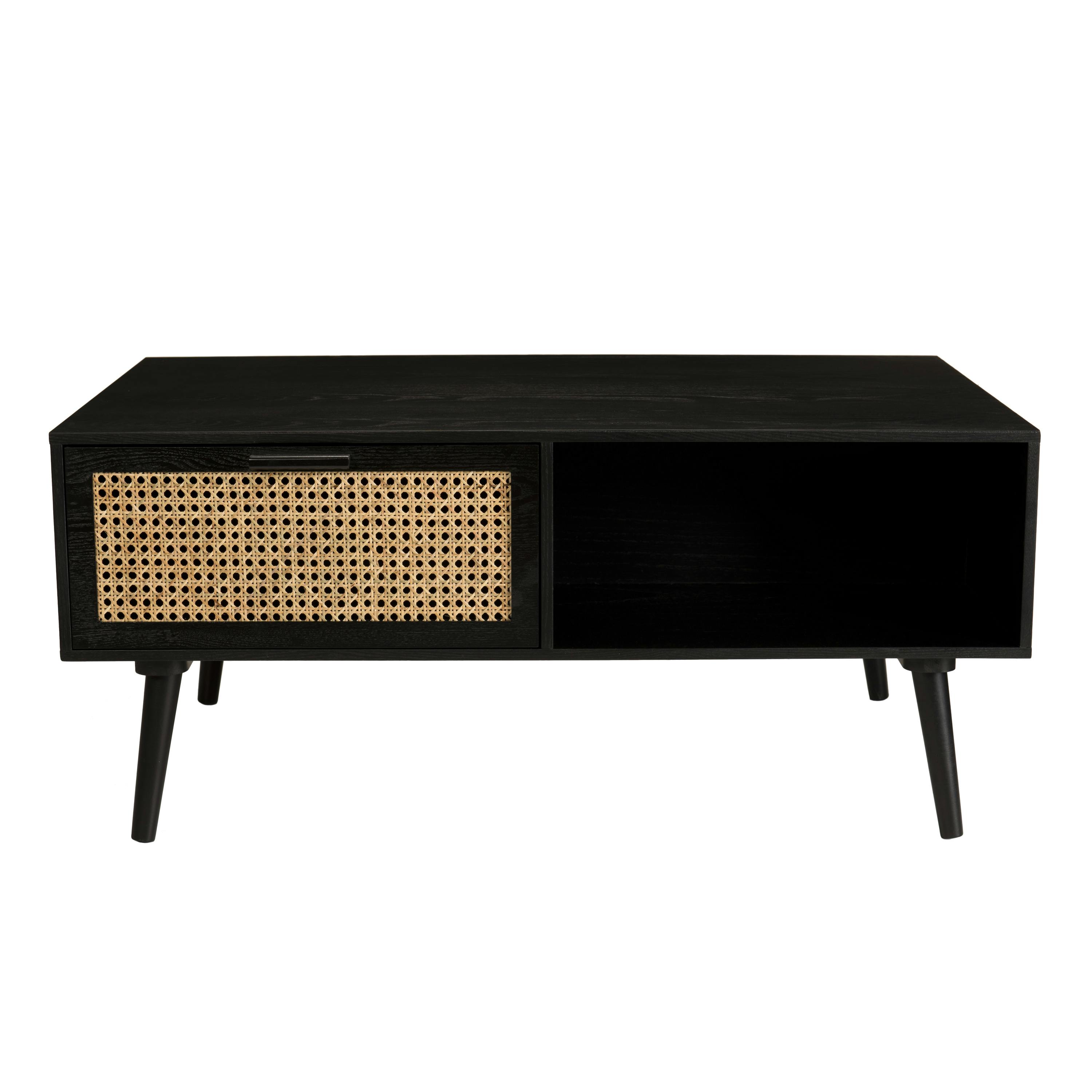 Table basse noire avec cannage PALMA 2